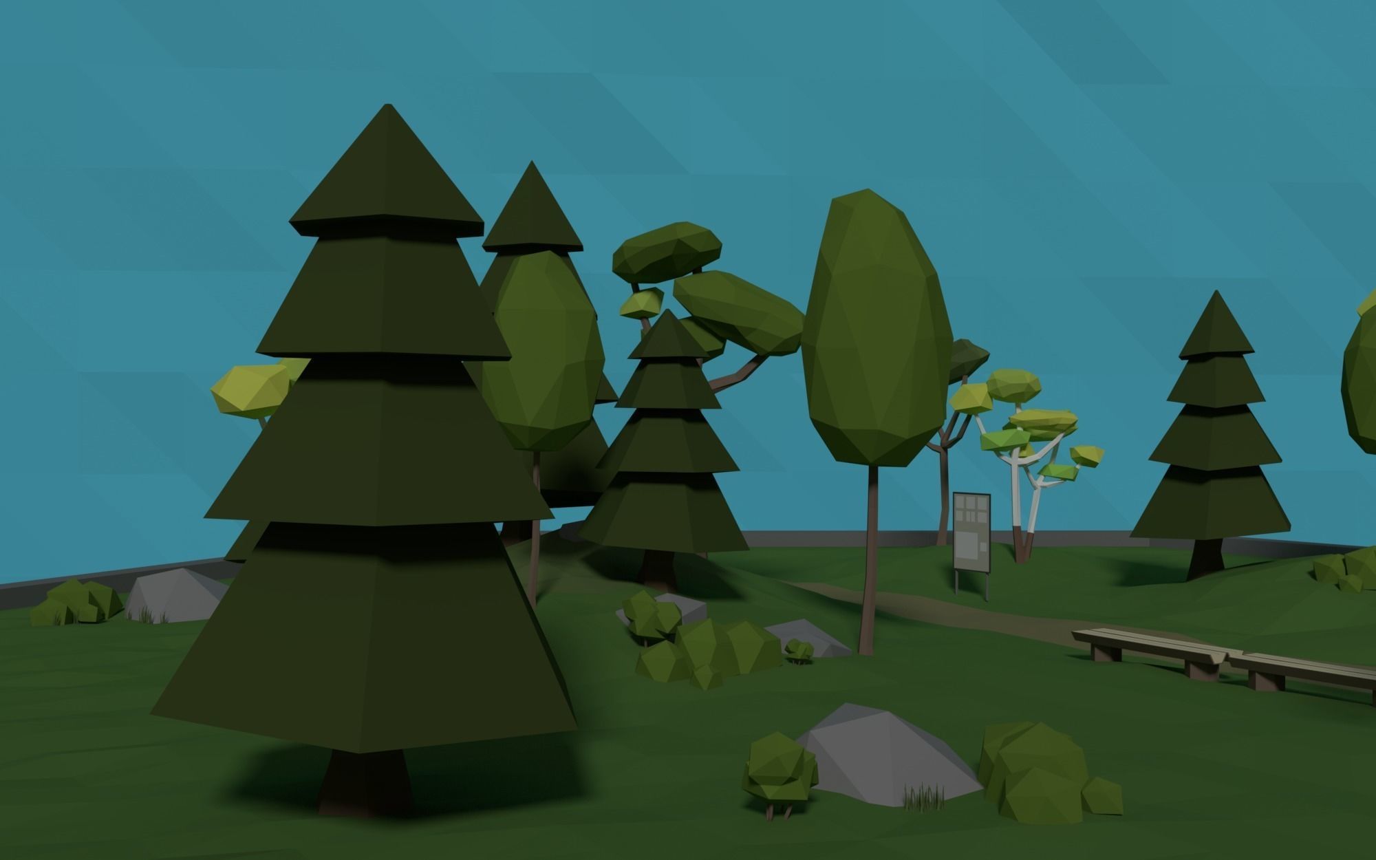 LowPoly Forest HexScene Low-poly 3D model_2