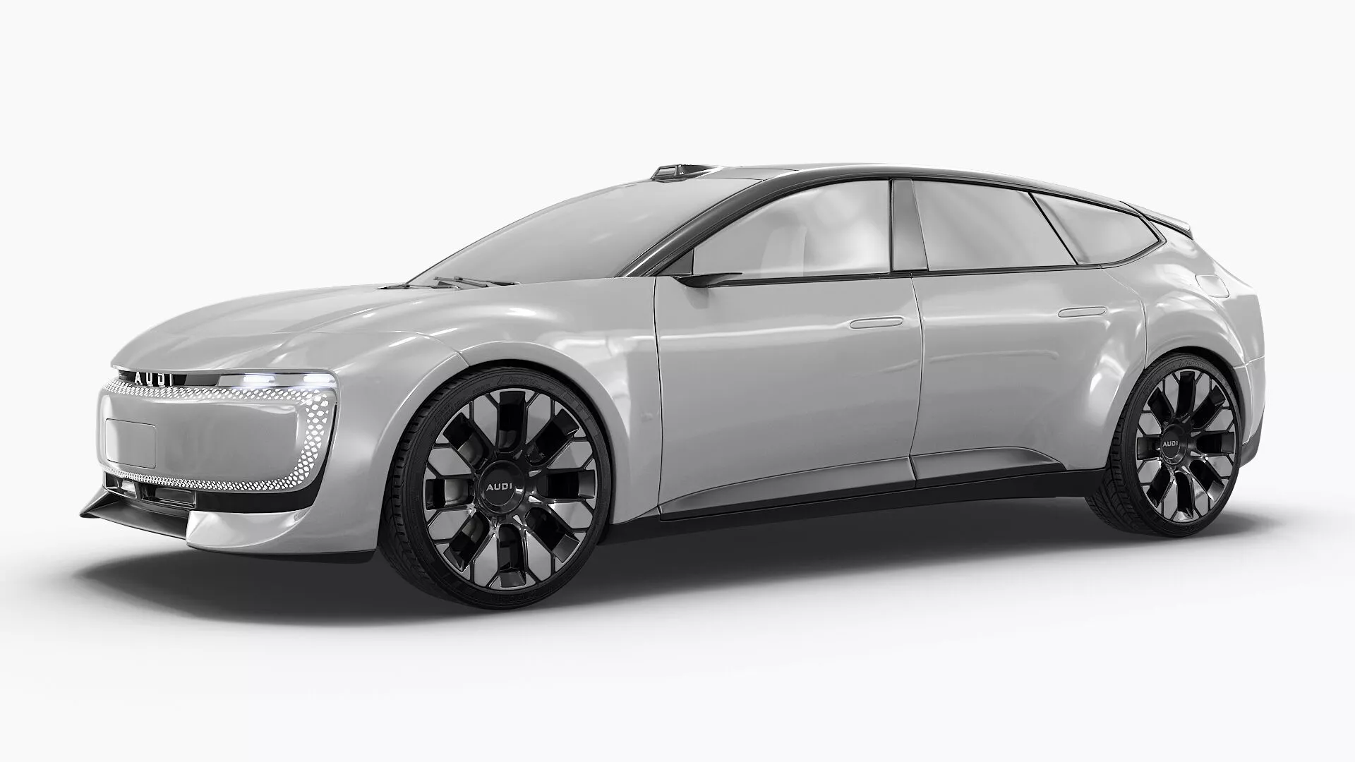 Audi E Advanced Electric Vehicle Gray Rigged for Cinema 4D 3D model