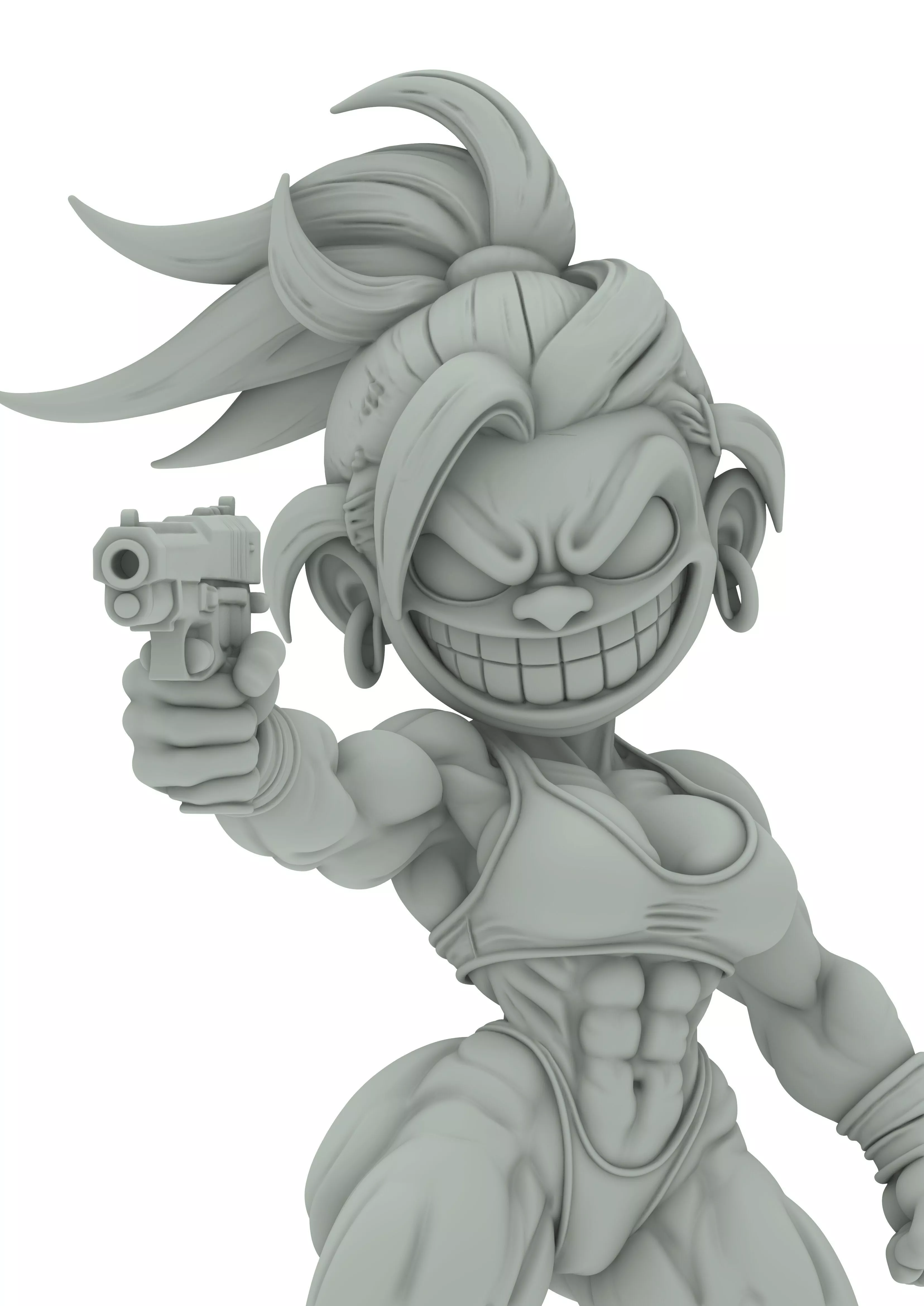 Grinning Fury Heroine Chibi Figure 3D print model