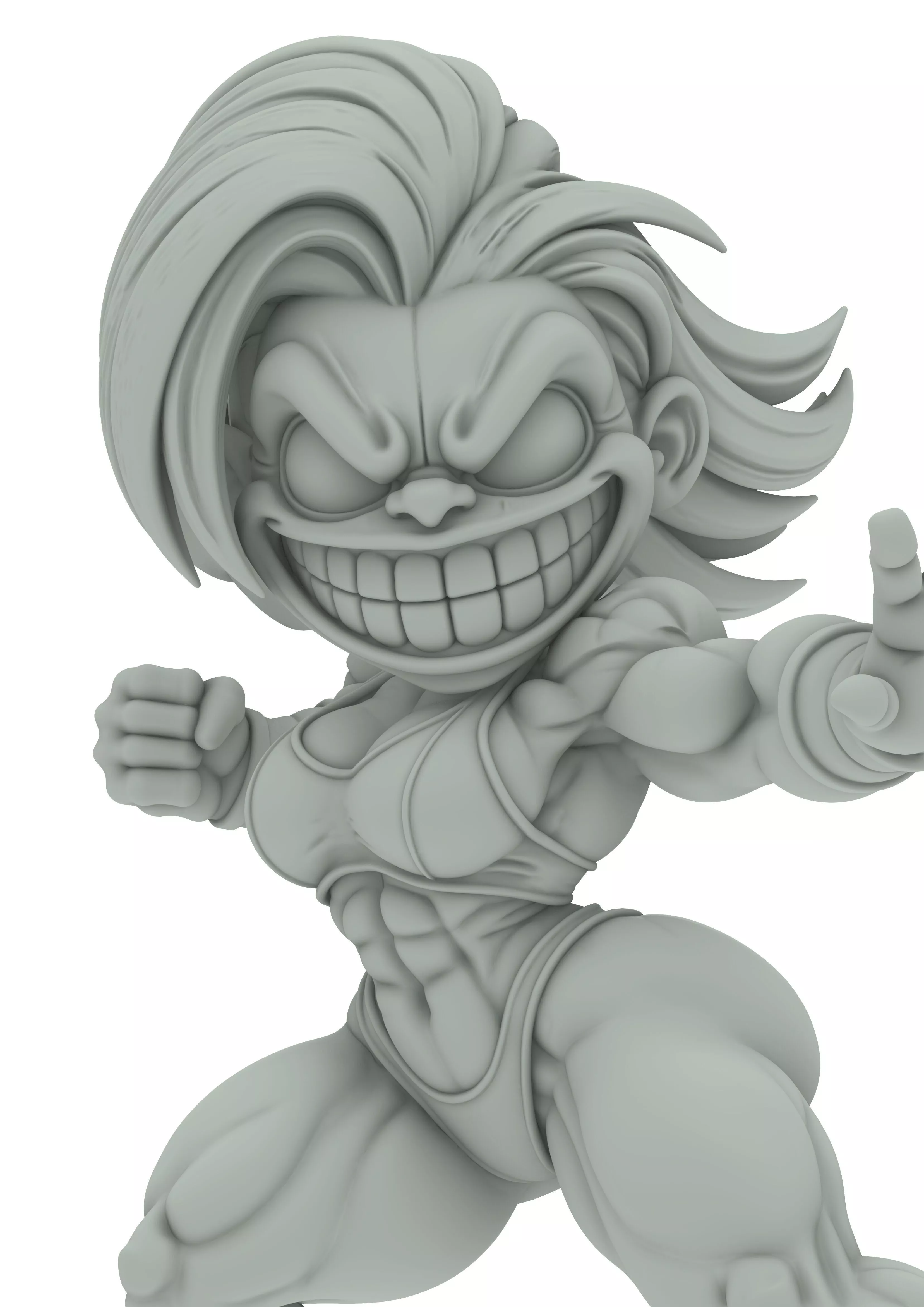 Grinning Fury Heroine Chibi Figure 3D print model