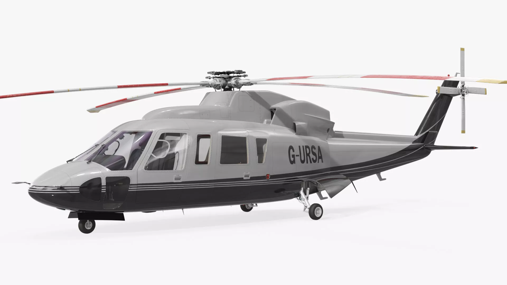 Sikorsky S-76 Civil Helicopter with Wheels Grey Rigged for Maya 3D model