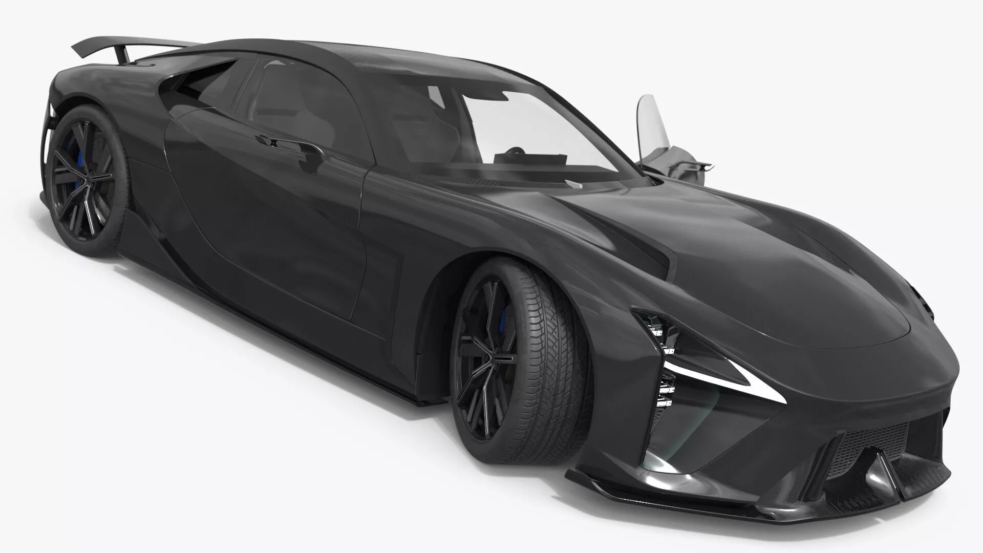 Aerodynamic Sport Concept Vehicle Black Rigged 3D model