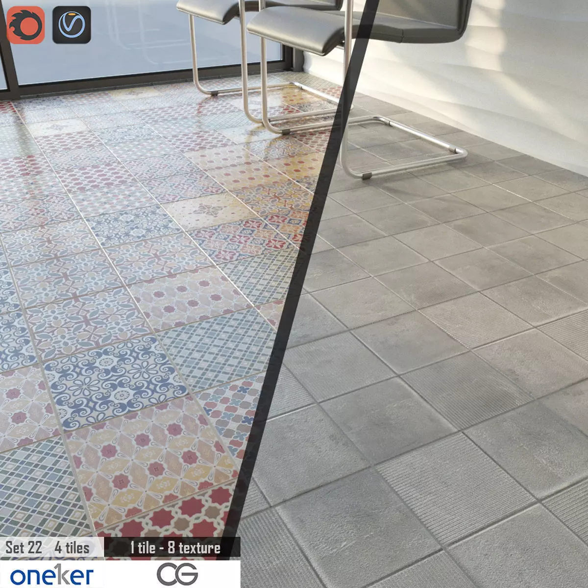 Oneker Tile Set 3D model_0