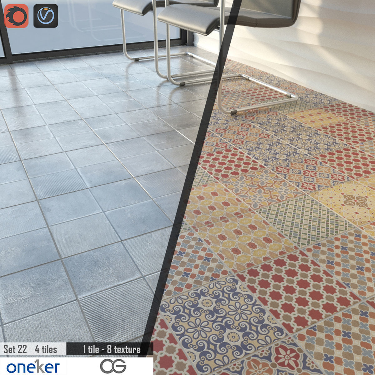 Oneker Tile Set 3D model_1