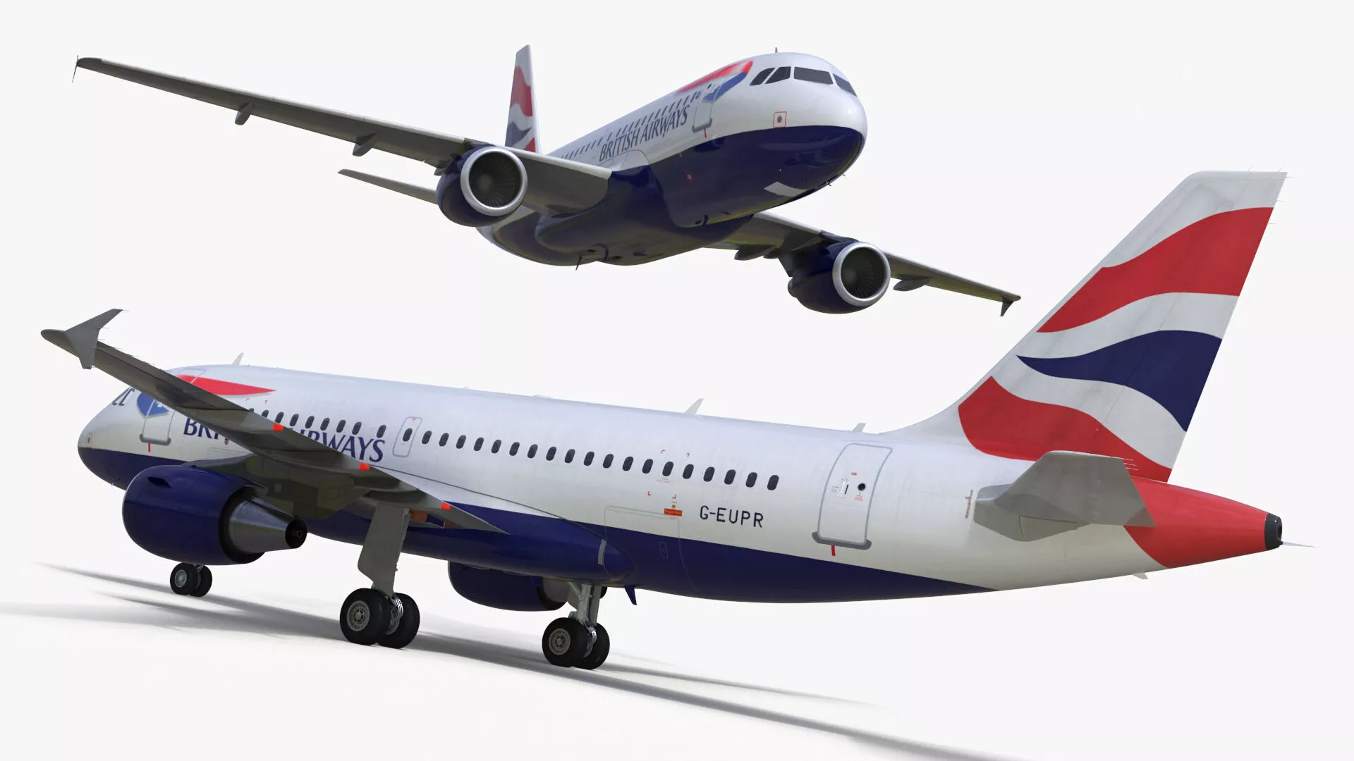 British Airways Airbus A319 Rigged for Maya 3D model