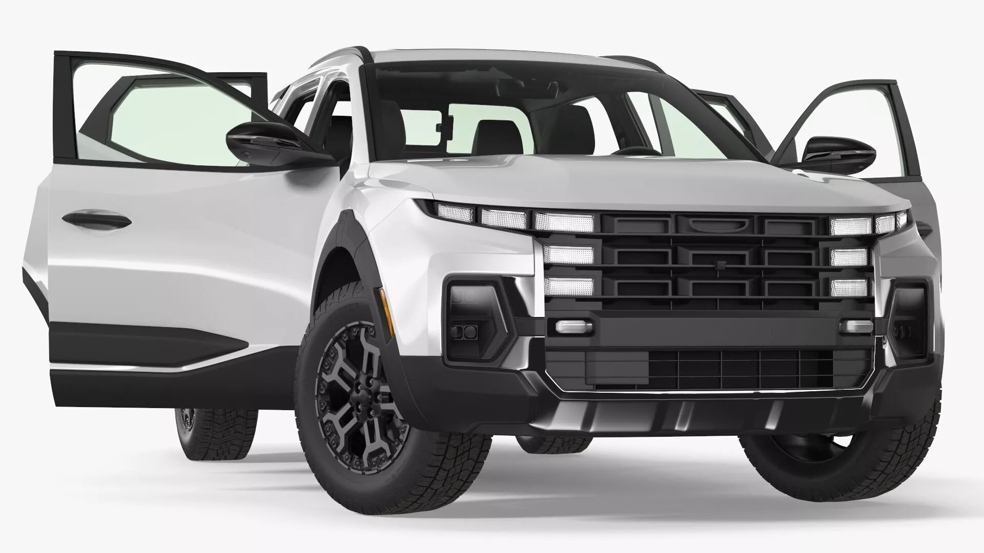 Pickup Vehicle Modern Utility White Rigged for Maya 3D model