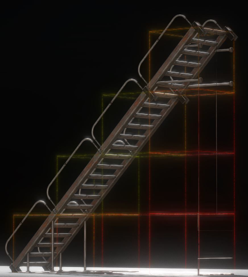 Sci-Fi Stairs Collection Rusty and Basic Version Low-poly 3D model_21