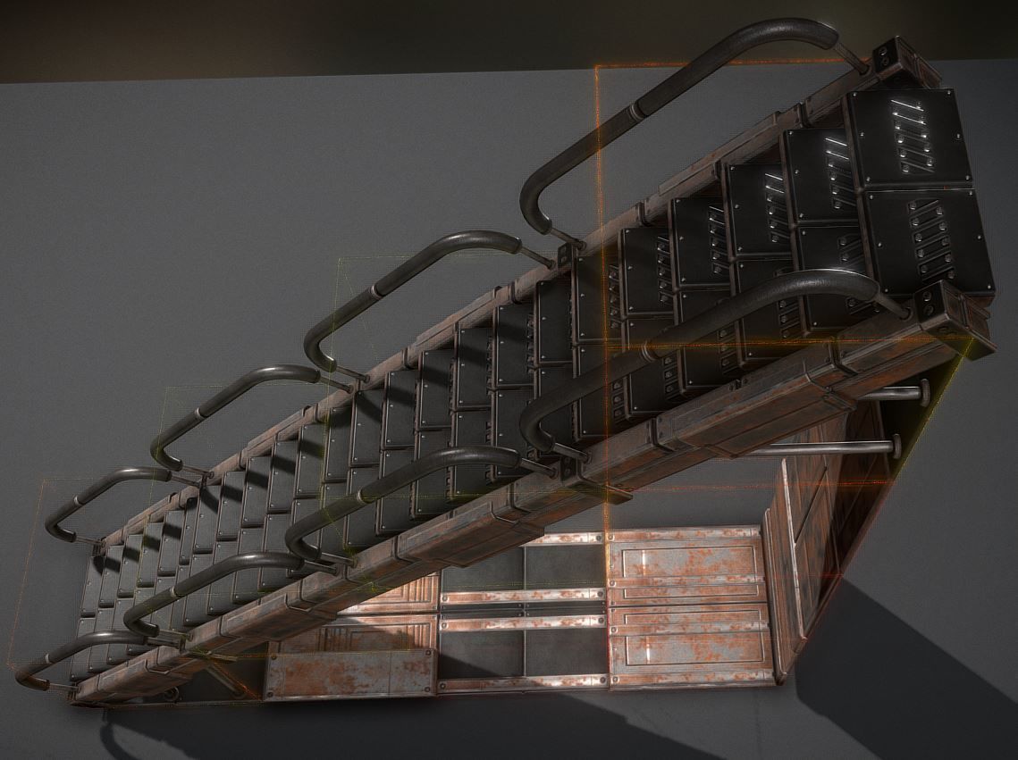 Sci-Fi Stairs Collection Rusty and Basic Version Low-poly 3D model_36