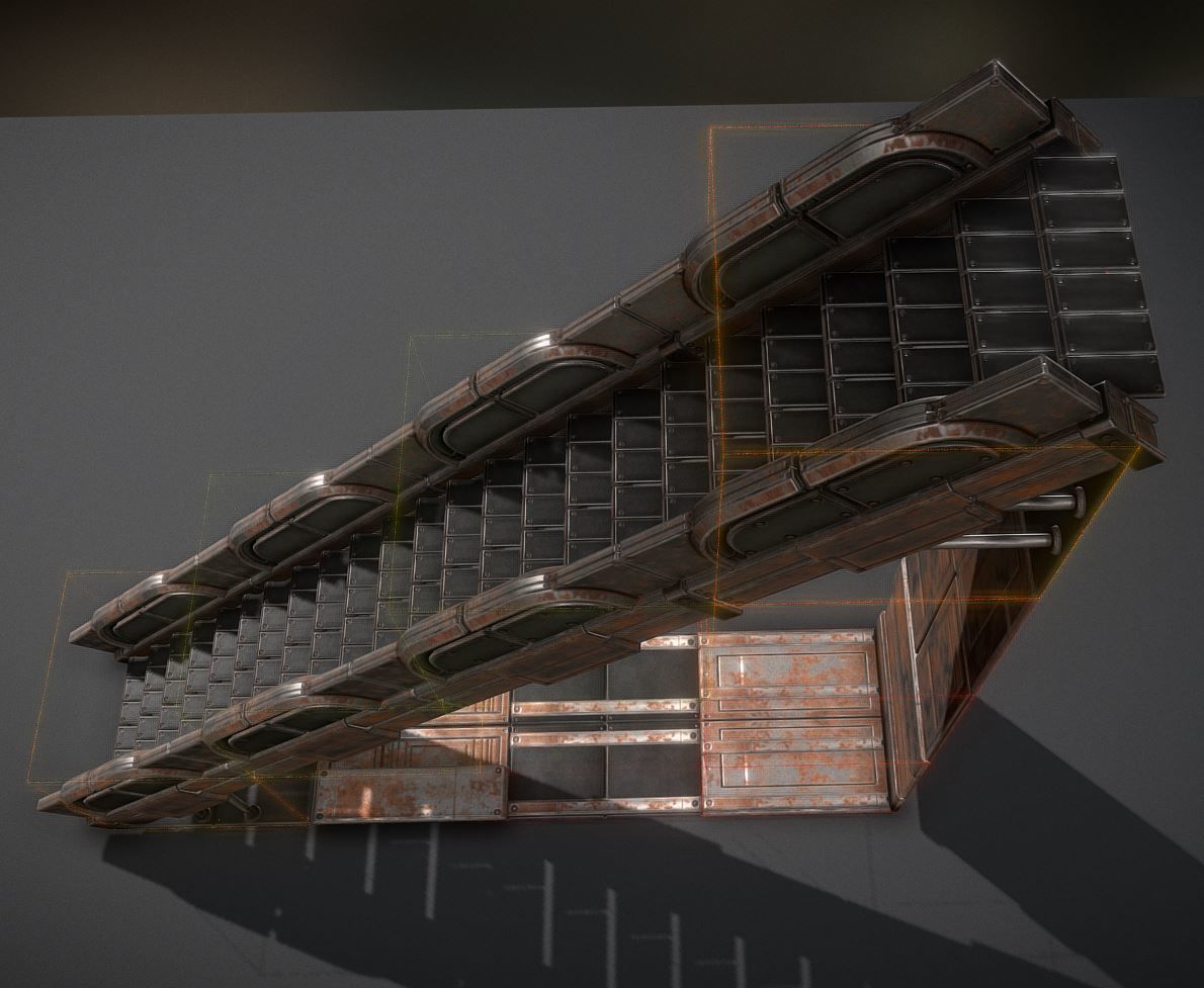 Sci-Fi Stairs Collection Rusty and Basic Version Low-poly 3D model_6