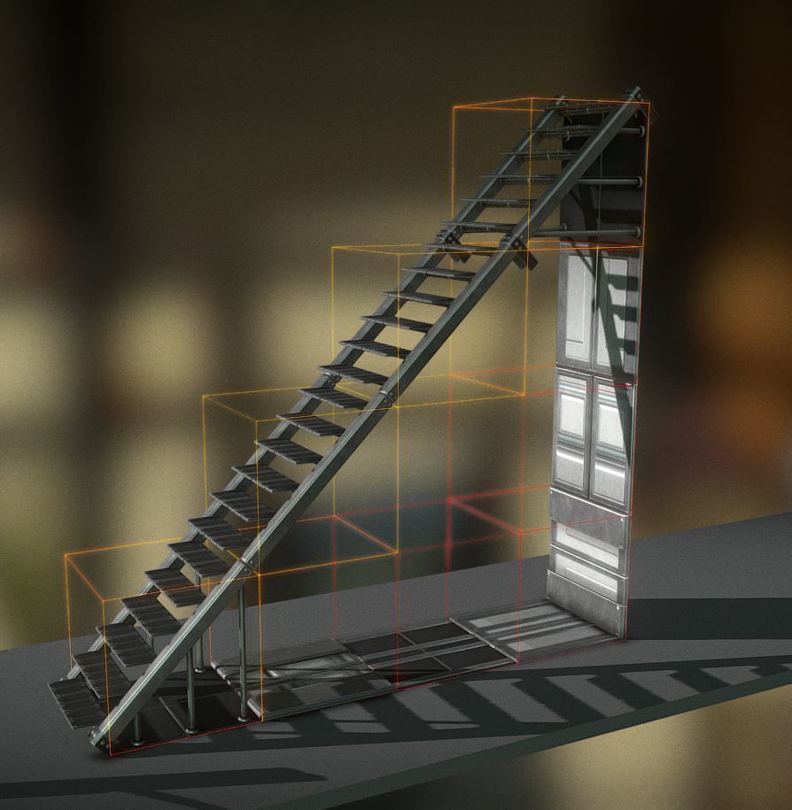 Sci-Fi Stairs Collection Rusty and Basic Version Low-poly 3D model_91