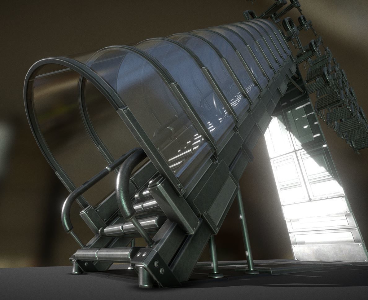 Sci-Fi Stairs Collection Rusty and Basic Version Low-poly 3D model_96