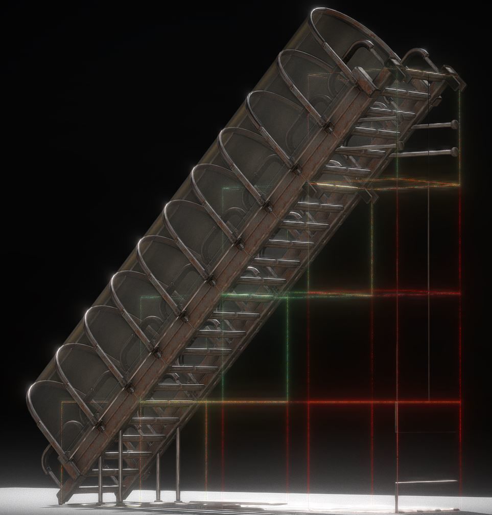 Sci-Fi Stairs Collection Rusty and Basic Version Low-poly 3D model_26