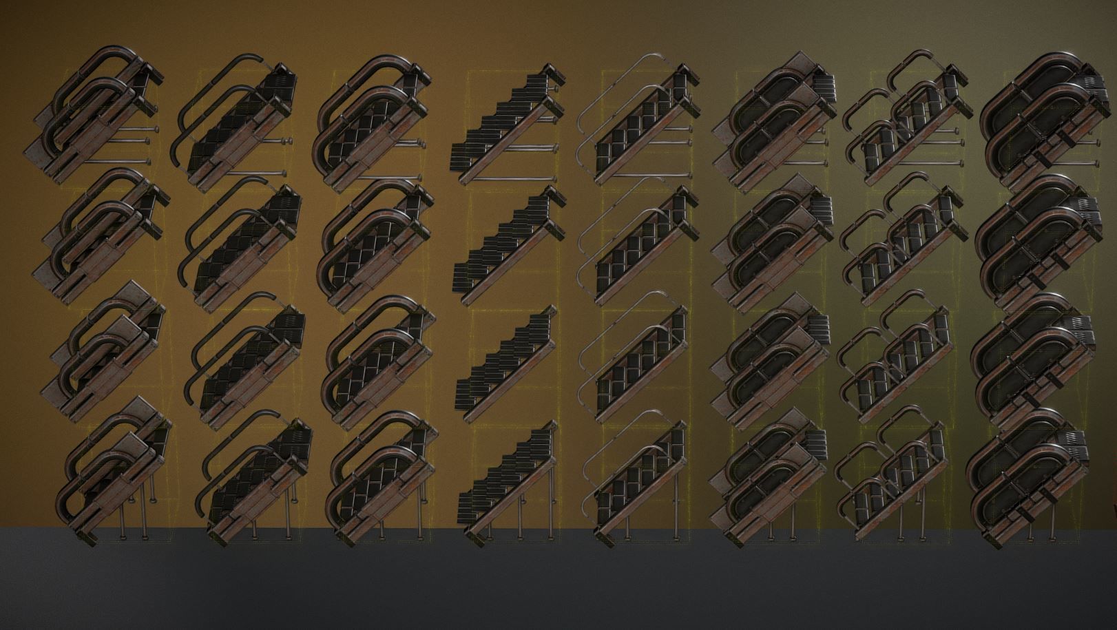 Sci-Fi Stairs Collection Rusty and Basic Version Low-poly 3D model_37