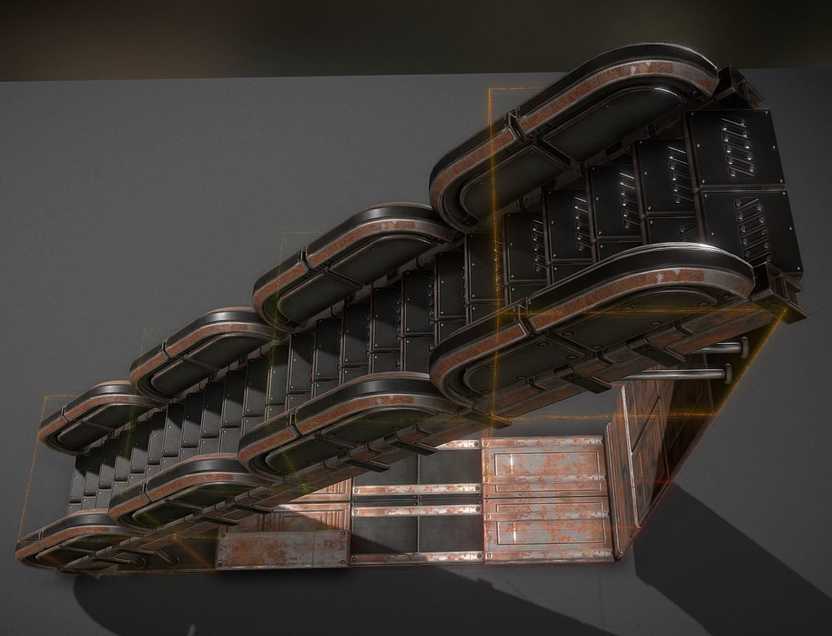 Sci-Fi Stairs Collection Rusty and Basic Version Low-poly 3D model_12