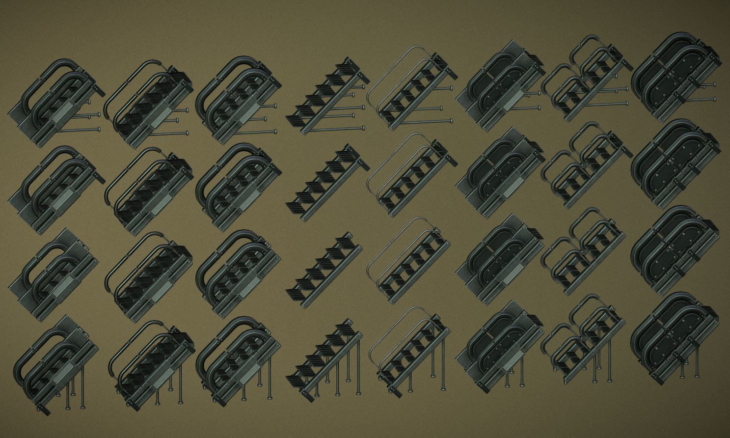 Sci-Fi Stairs Collection Rusty and Basic Version Low-poly 3D model_113