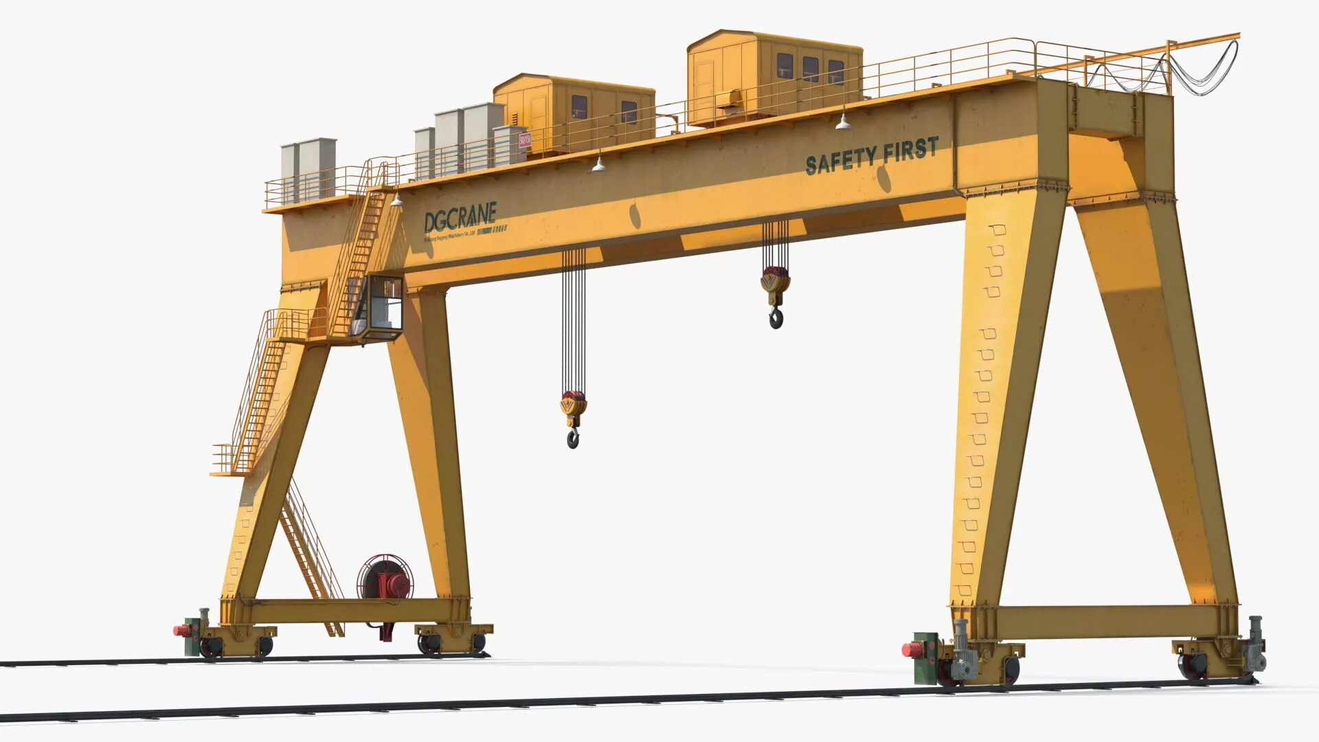 DGCRANE Heavy Duty Double Girder Gantry Crane Yellow Rigged 3D model