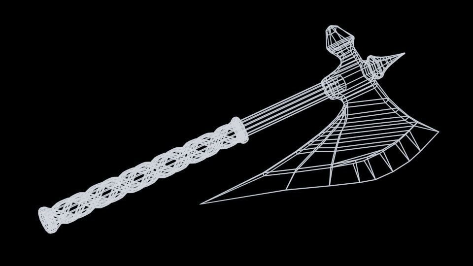 One-Handed Battle Axe Low-poly 3D model_9
