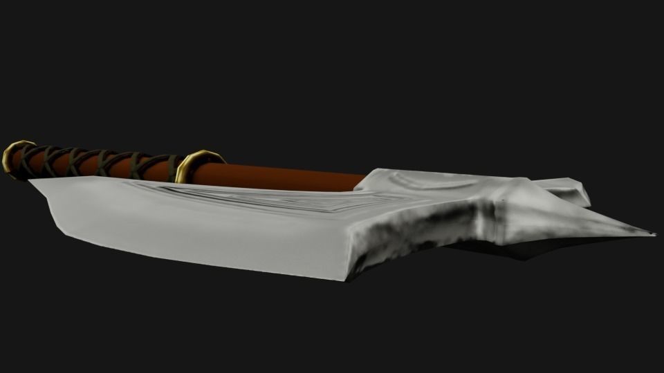 One-Handed Battle Axe Low-poly 3D model_6