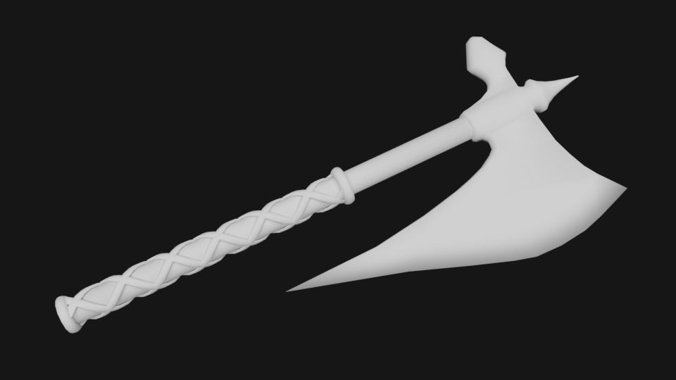 One-Handed Battle Axe Low-poly 3D model_8