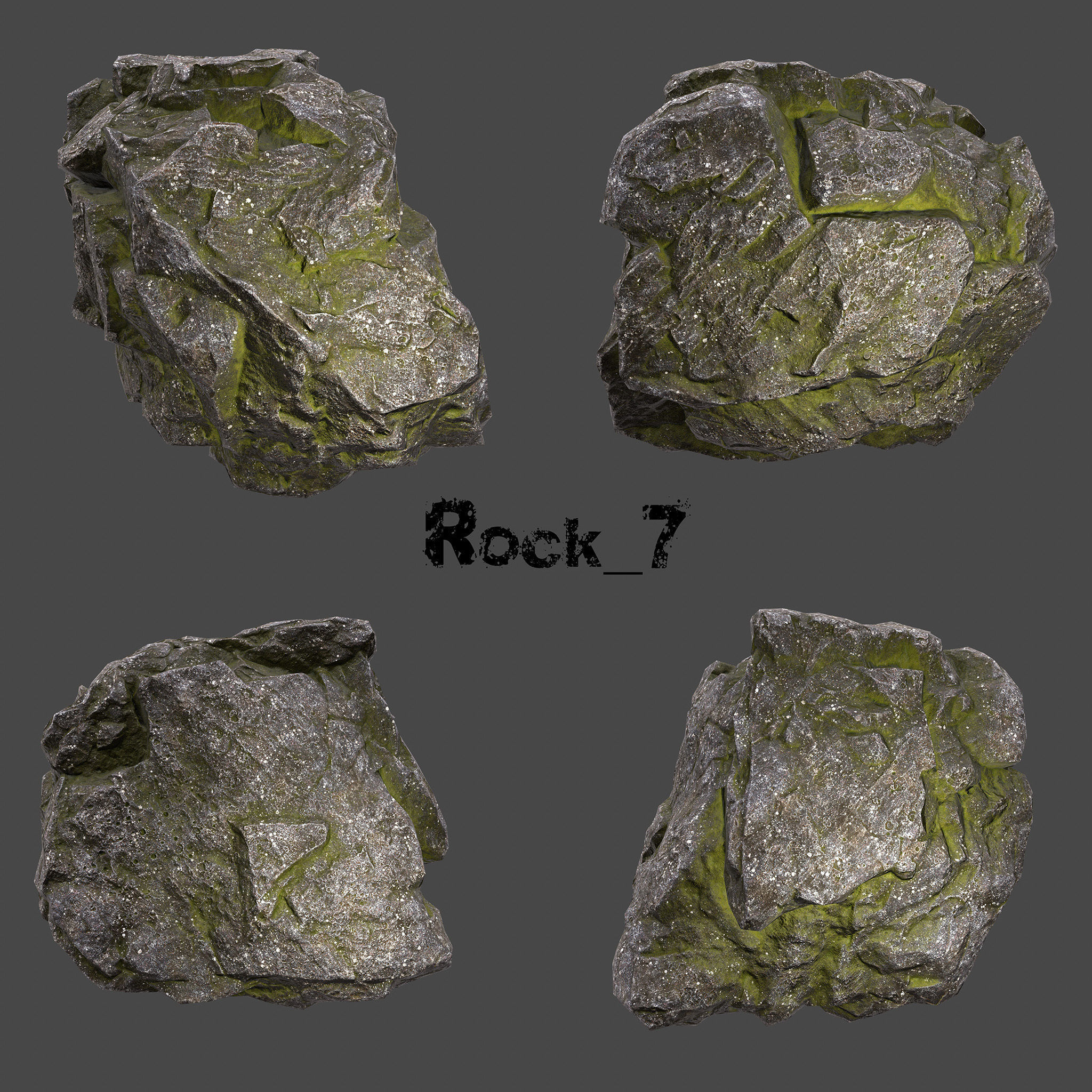 mossy rocks Low-poly 3D model_7