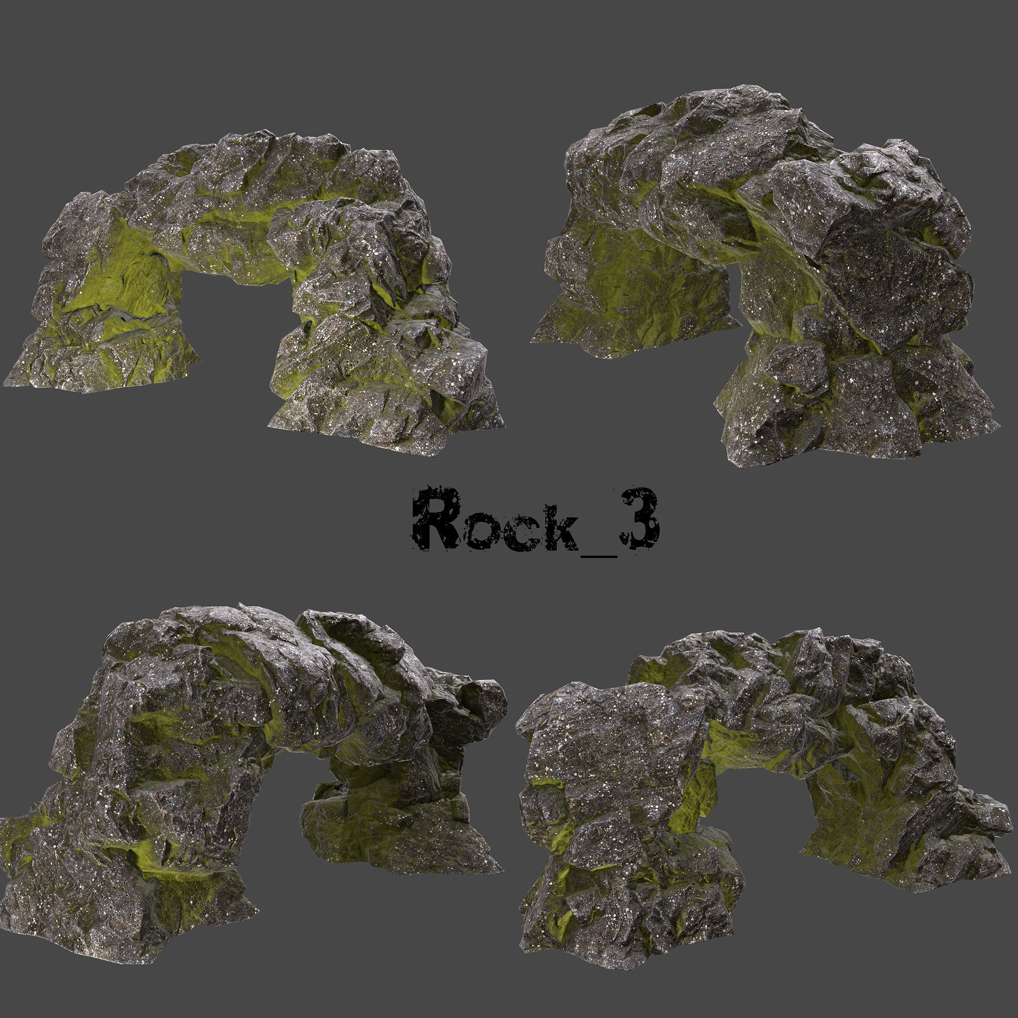 mossy rocks Low-poly 3D model_3