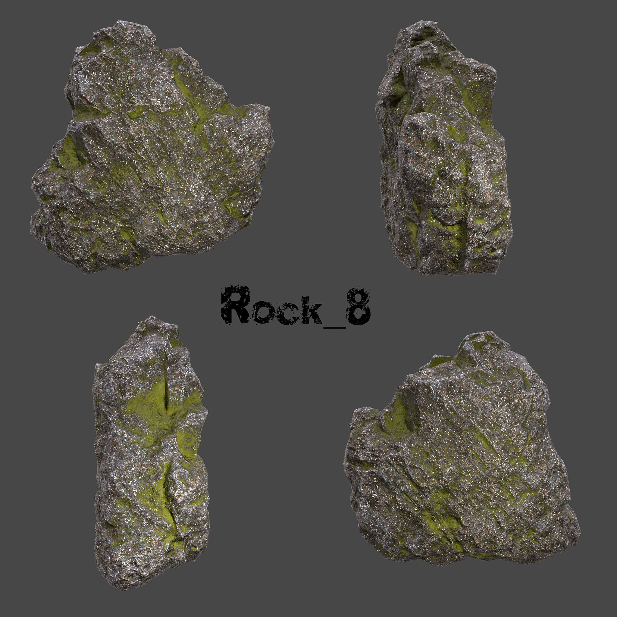 mossy rocks Low-poly 3D model_8
