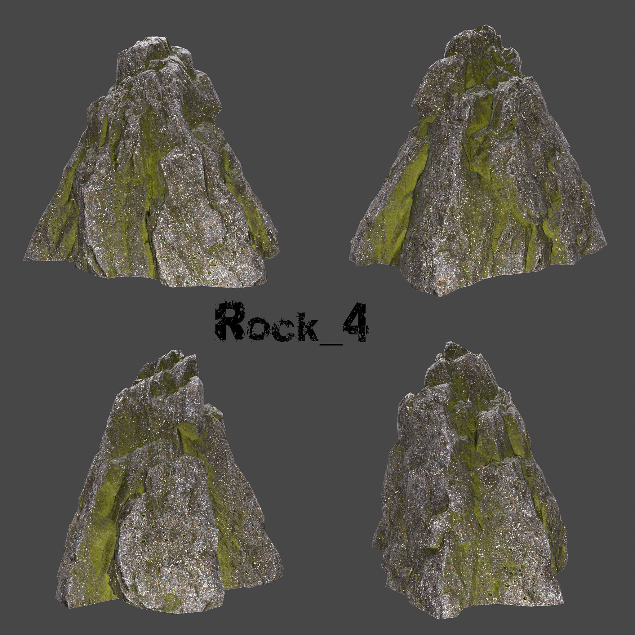 mossy rocks Low-poly 3D model_4