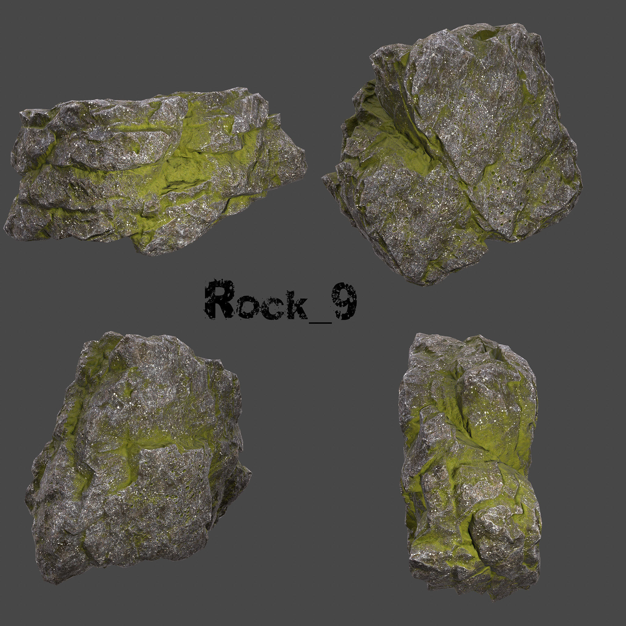 mossy rocks Low-poly 3D model_9