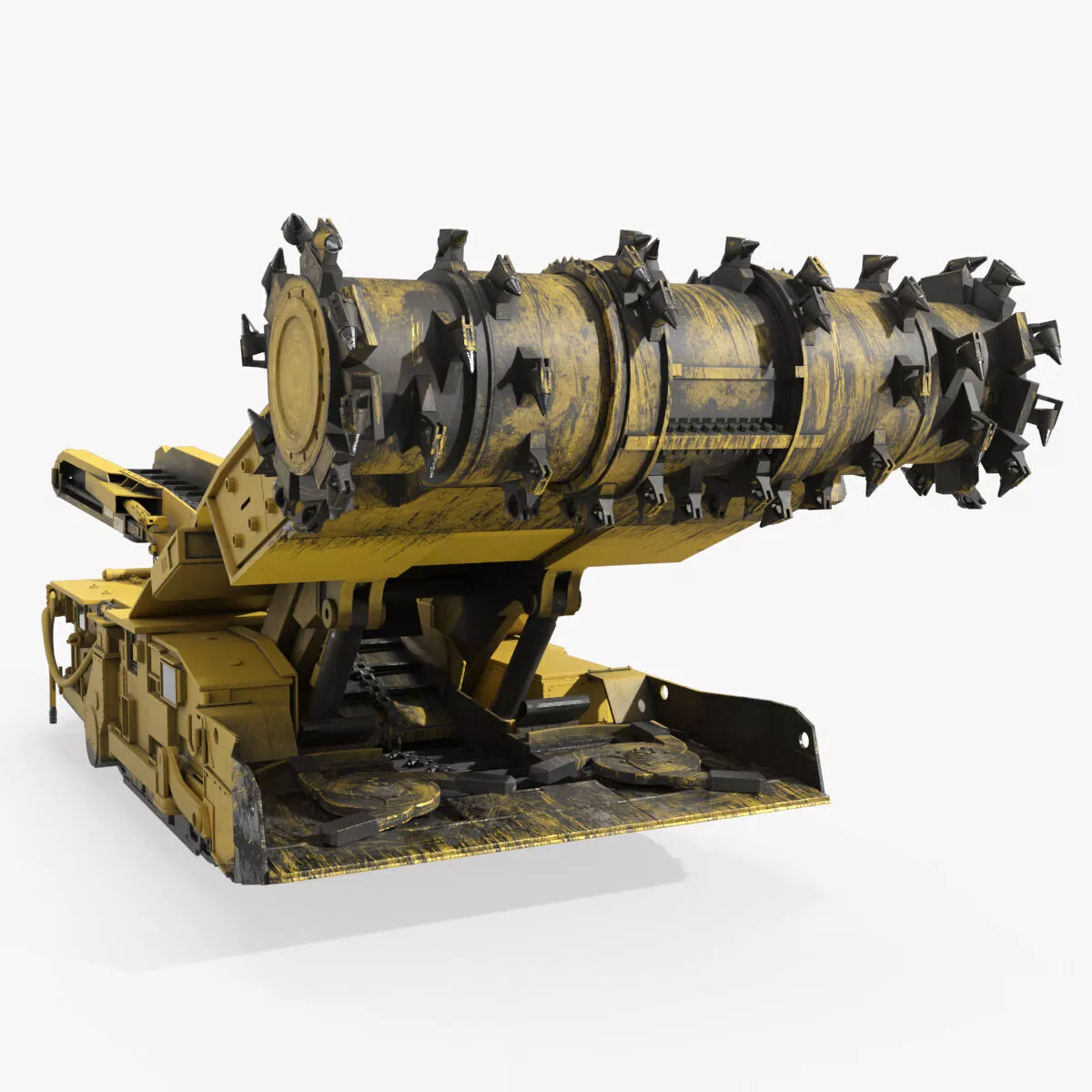 Tunnel Boring Miner with Integrated Conveyor Rigged Cinema 4D 3D model