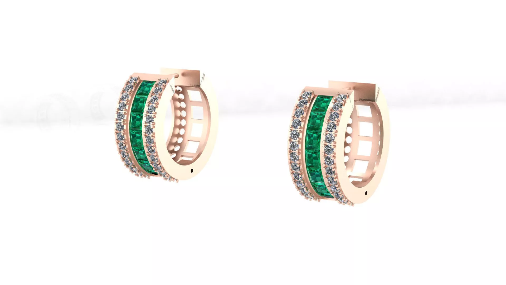 prince cut emerald high jewelry earring 3D print model