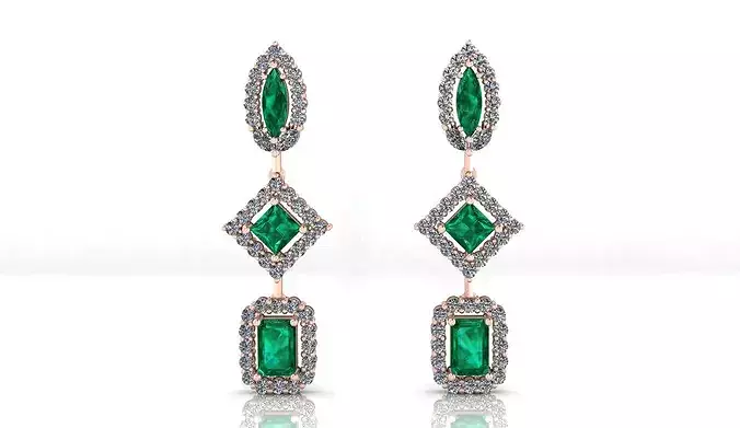 marquise prince cut and emerald halo high jewelry earring