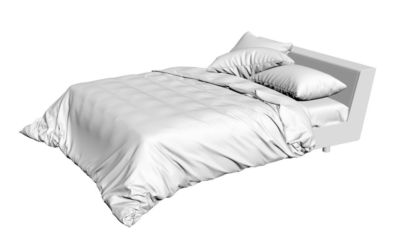 Dark and grey bed linen 3D model | CGTrader
