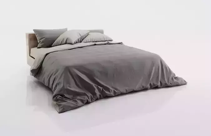Dark and grey bed linen 3D model