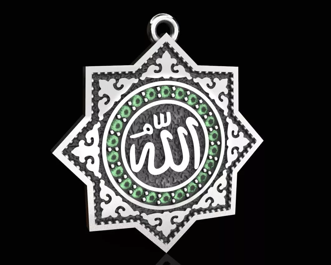 Islamic Eight-Pointed Star with the name of Allah 3D print model