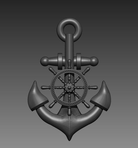 Anchor Ship Wheel Pendant 3D print model