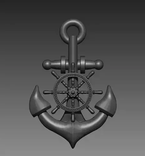 Anchor Ship Wheel Pendant 3D print model