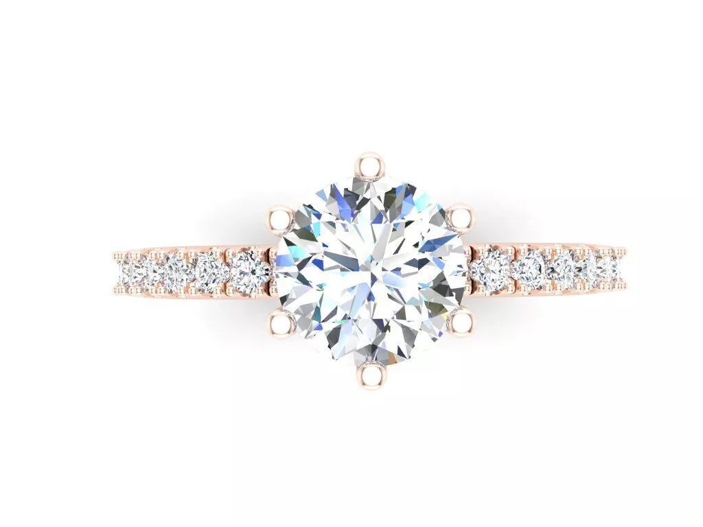 Six Prong Round Engagement Ring 3DM 3D print model