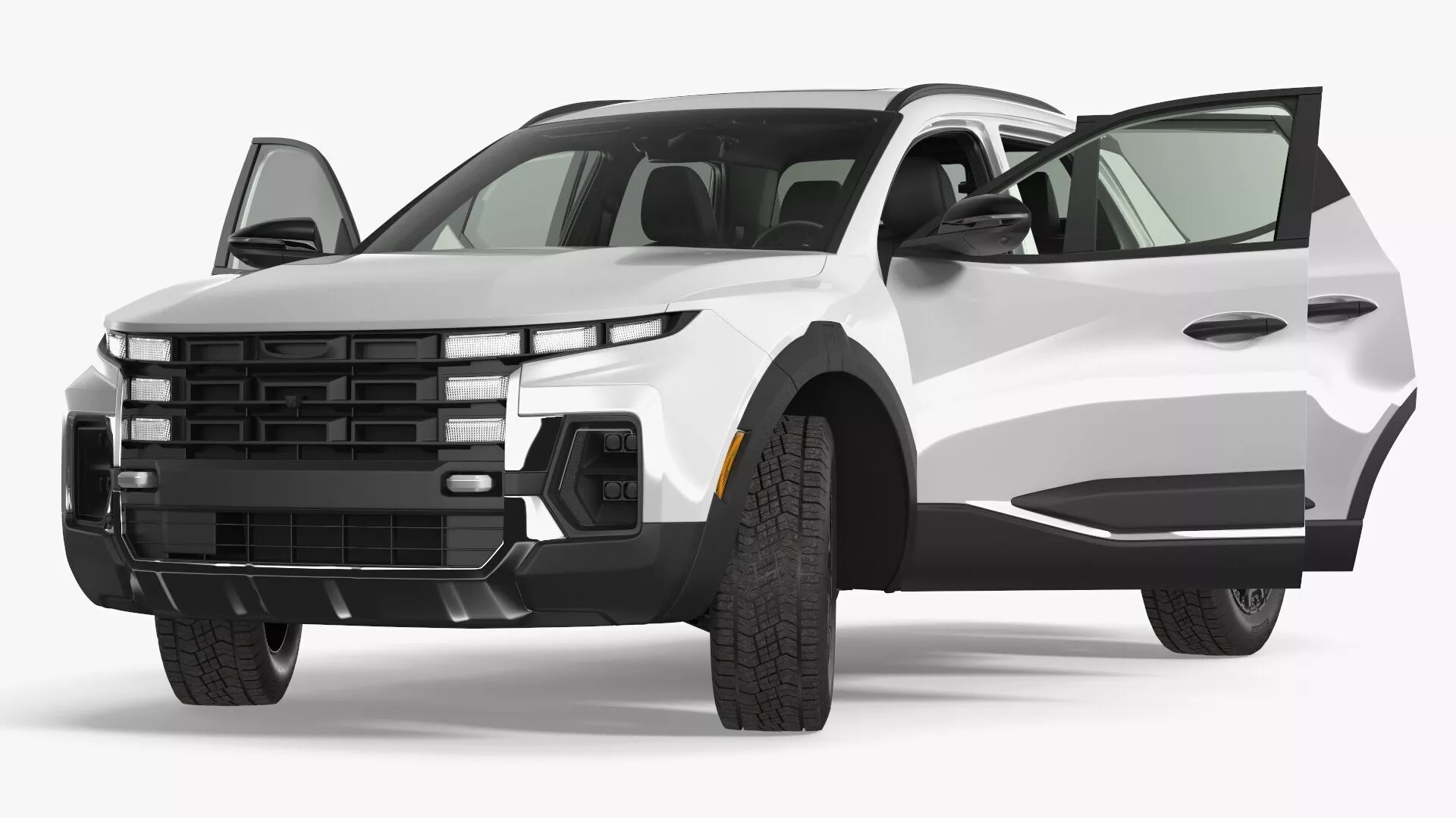 Pickup Vehicle Modern Utility White Rigged for Cinema 4D 3D model