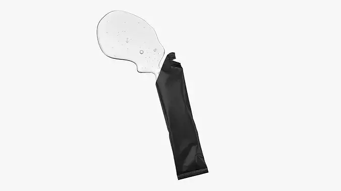 Opened Matte Black Stick Sachet with Liquid Gel Mockup