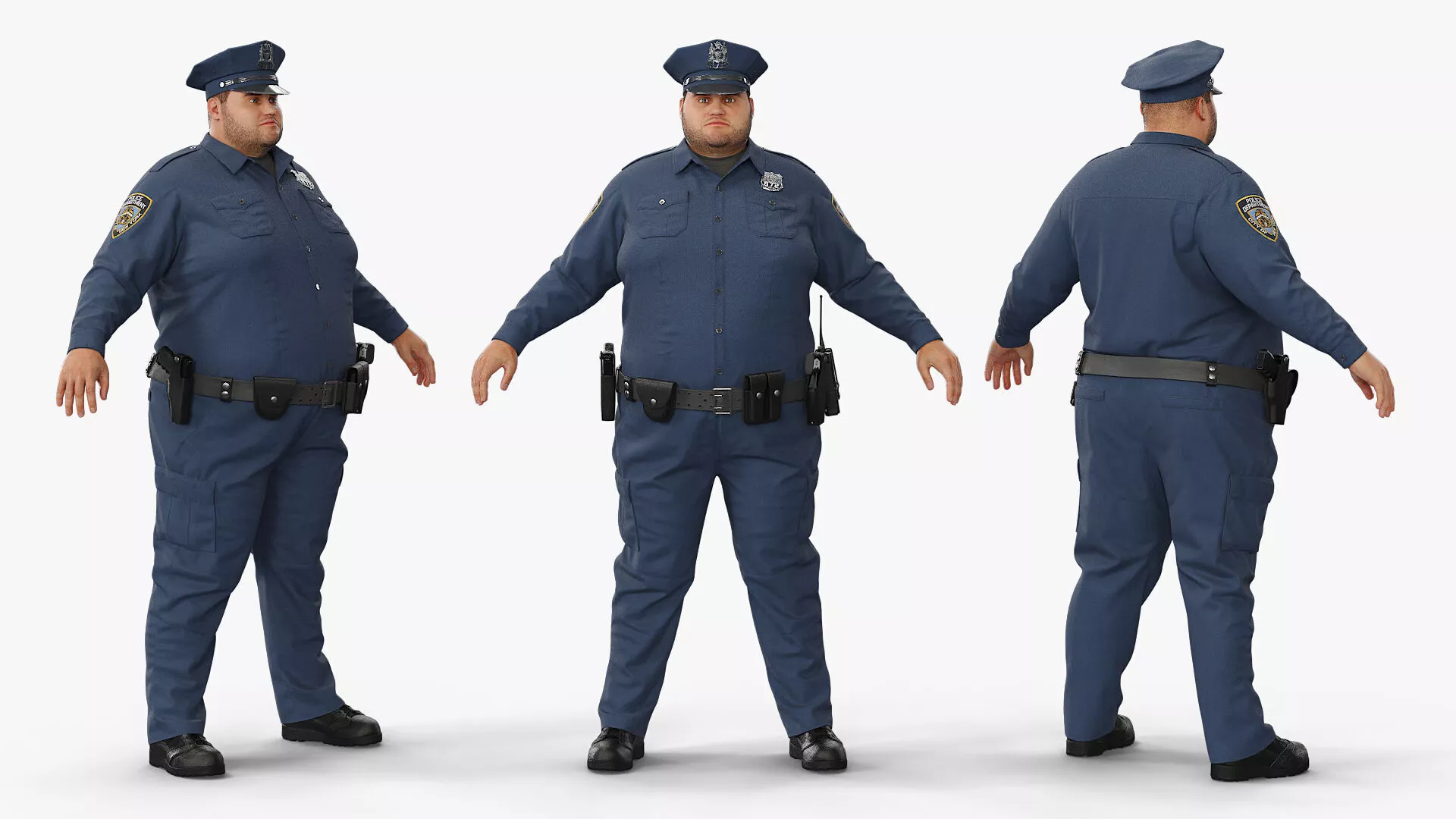 Overweight NYPD Police Officer Fur for Maya 3D model