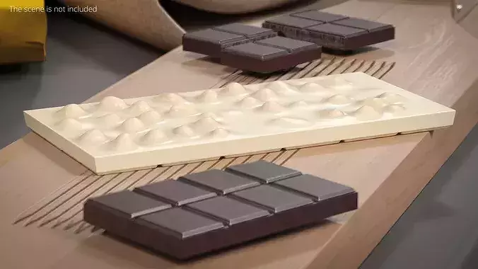 White Chocolate Nut Slab Brown 3D model 2