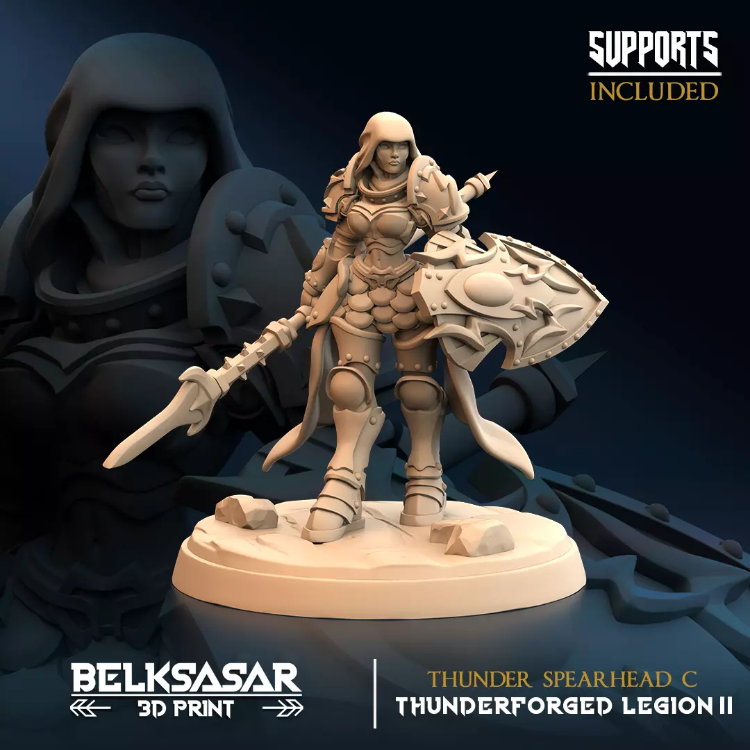 Spear and Shield Storm Knight - Thunder Spearhead C 3D print model