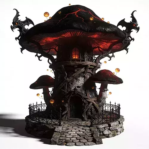 Dark Fantasy Gothic Mushroom Tower 3D Model
