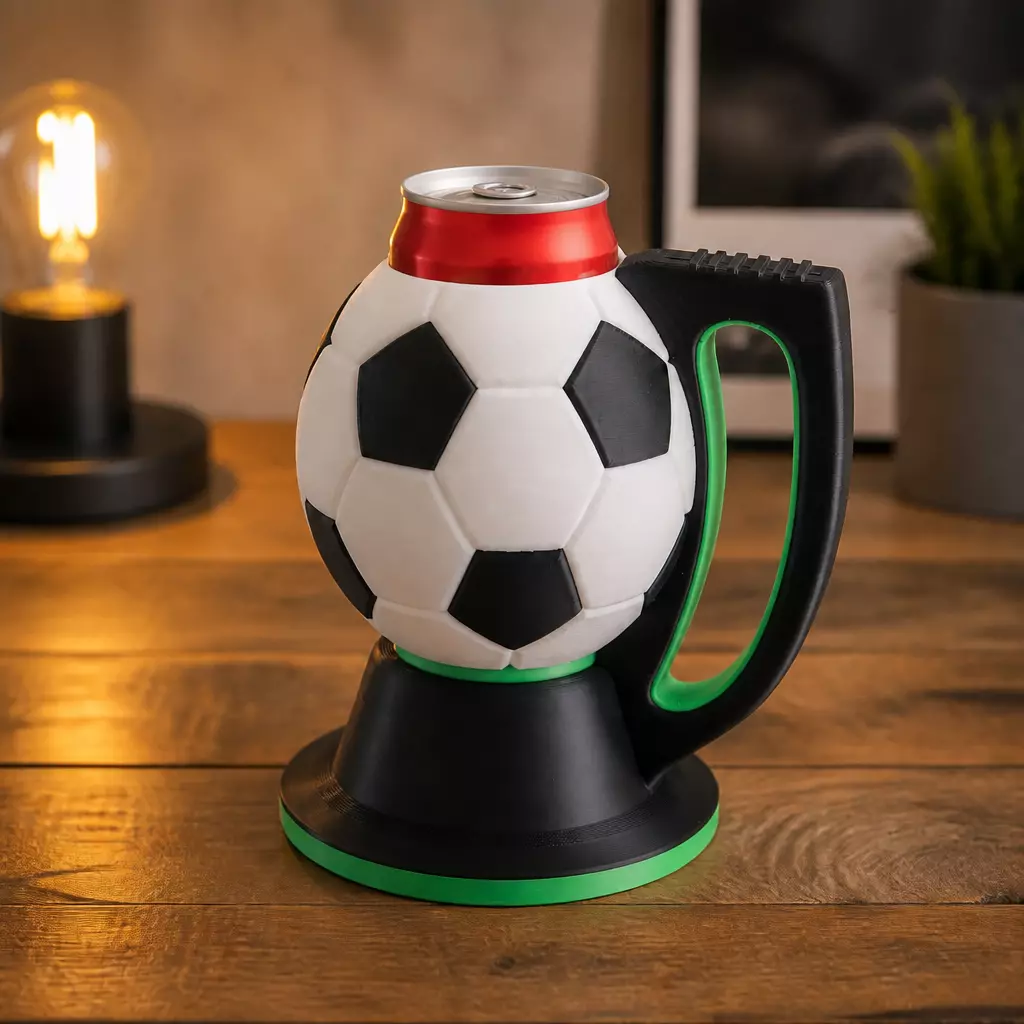 Soccer Ball Drink Holder for Soda Cans and Kitchen Decor 3D print model