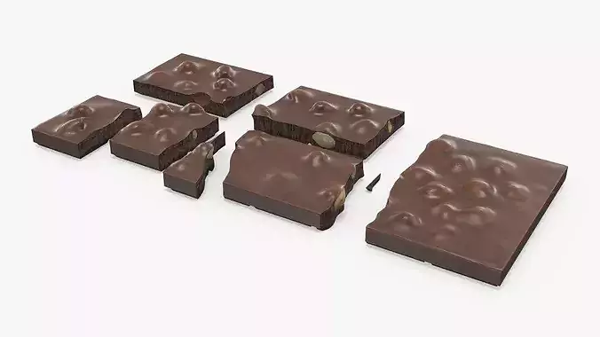Milk Chocolate Hazelnut Bar with Multiple Pieces 3D model 4