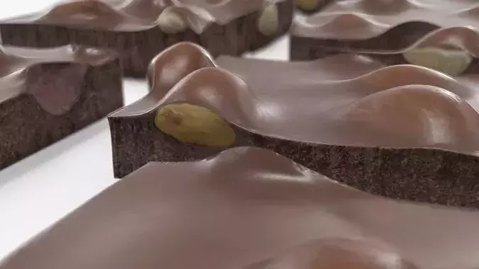 Milk Chocolate Hazelnut Bar with Multiple Pieces 3D model 6