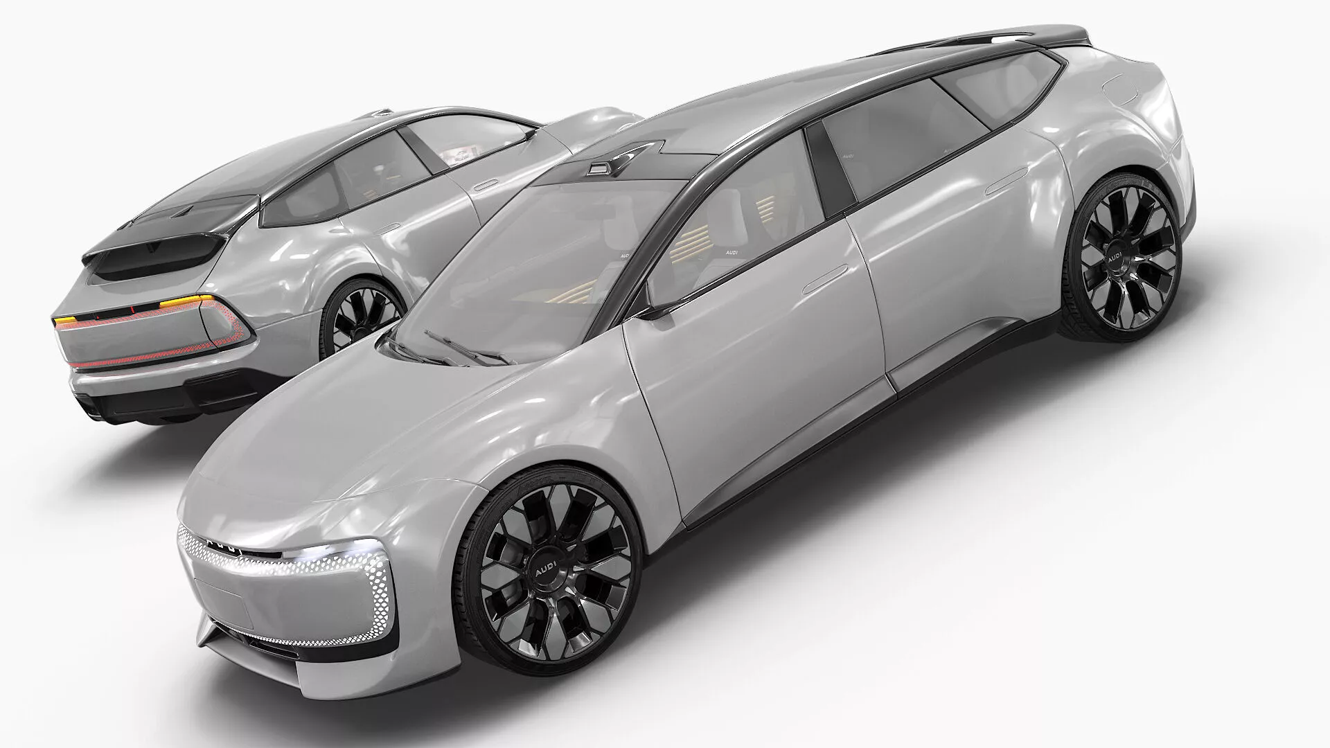 Audi E Advanced Electric Vehicle Gray Rigged for Maya 3D model