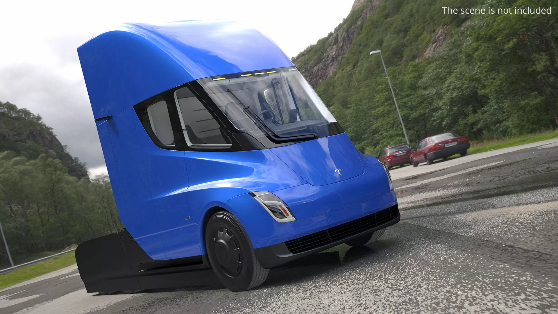 Tesla Semi Heavy Duty Truck Blue Rigged 3D model