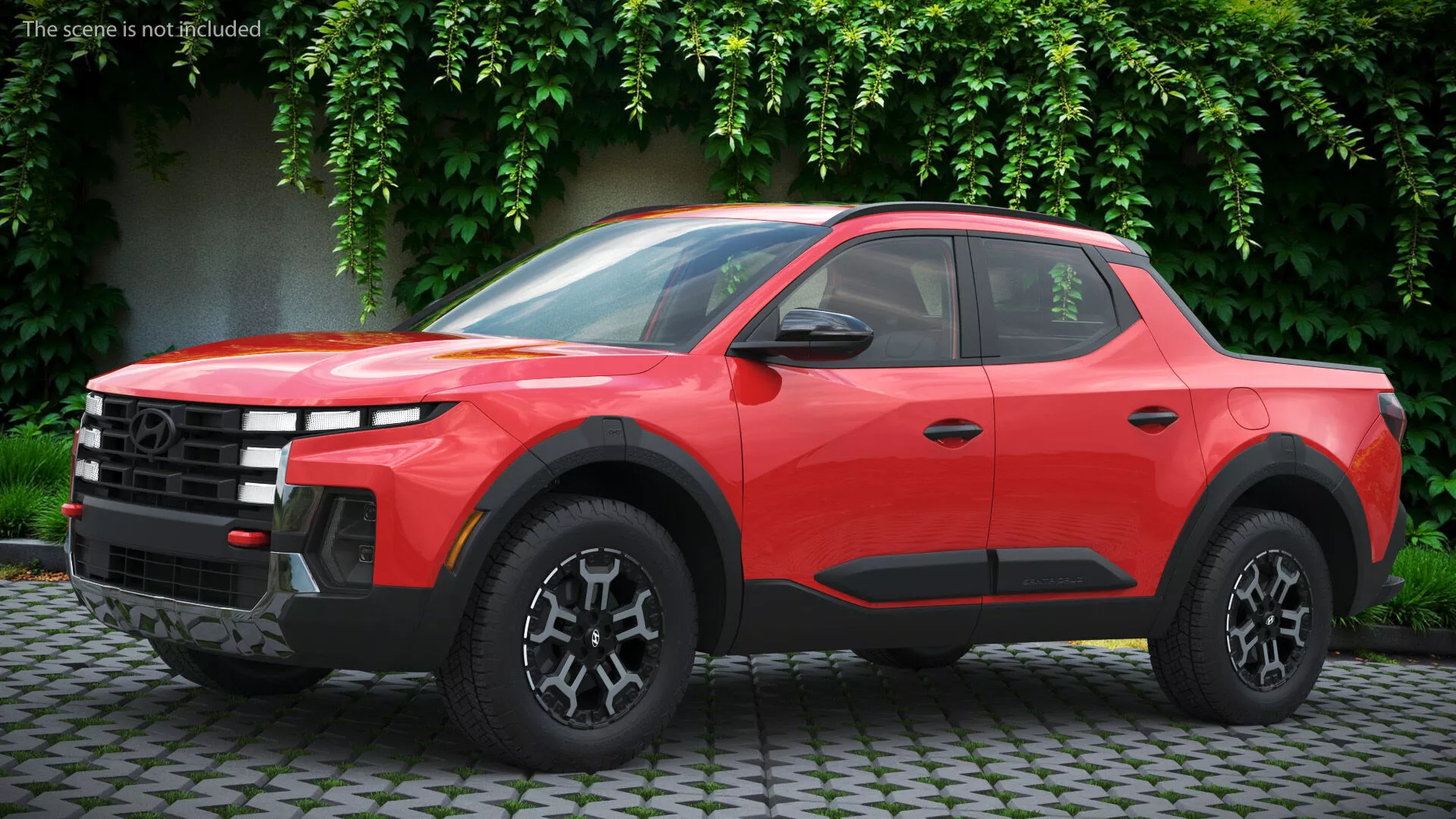 Vehicle Pickup Hyundai Santa Cruz Red Rigged for Cinema 4D 3D model