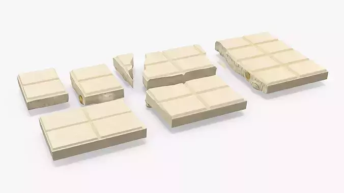 White Chocolate Nut Snack with Multiple Pieces 3D model 4